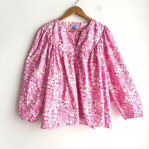 Draper James Pink Floral Balloon Sleeve Blouse Top XXL